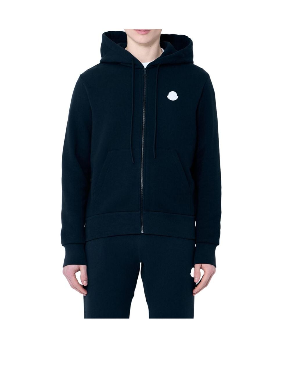 Moncler Blue Logo Patch Drawstring Hoodie for men
