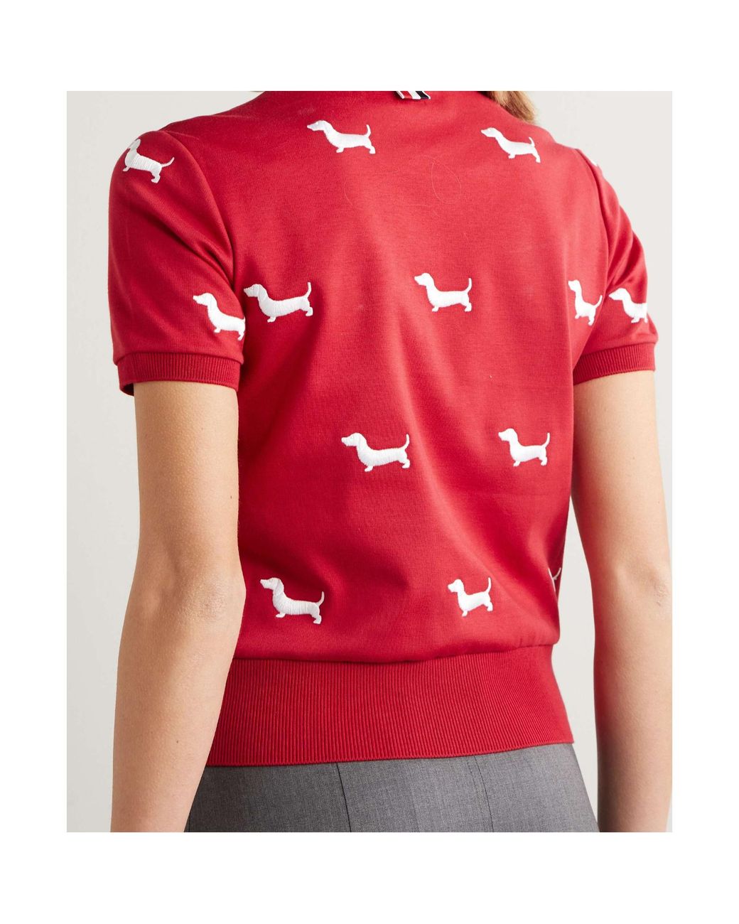 Thom Browne Red Short-Sleeve Rib-Cuff Tee