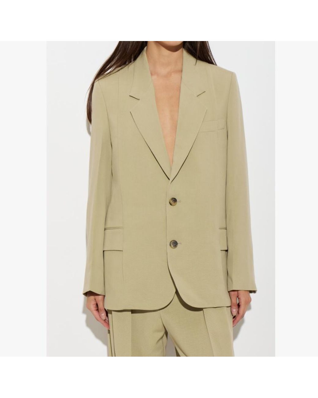 Victoria Beckham Natural Double Vent Single-Breasted Blazer