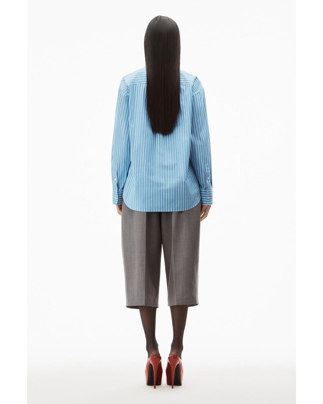 Alexander Wang Blue Logo Patch Boyfriend Shirt