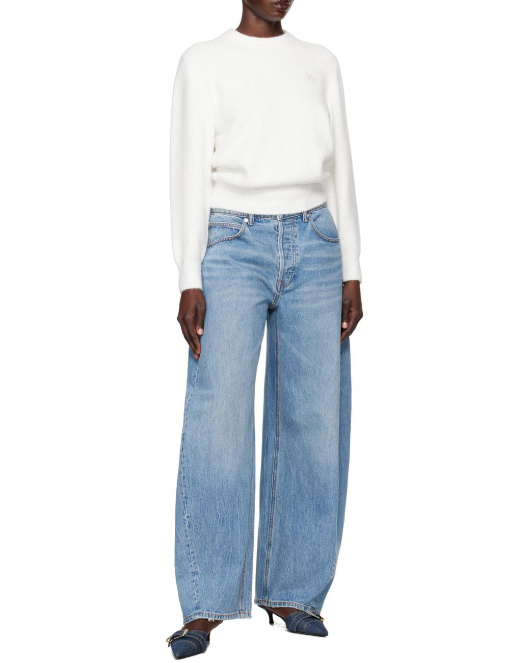 Alexander Wang White Logo-Embroidery Jumper