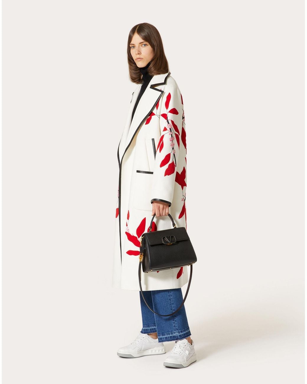 Valentino Red Floral Print Coat