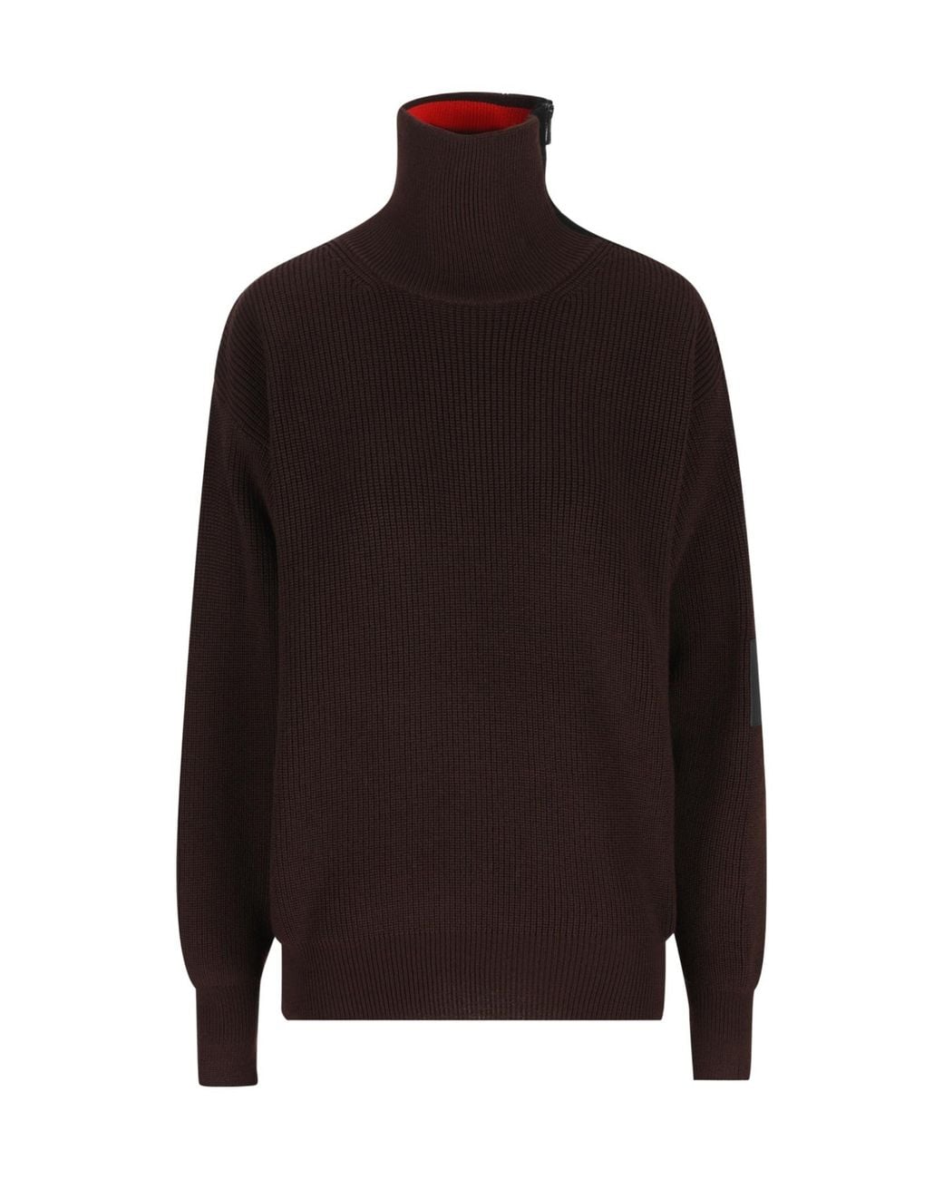 Loewe Red Zip-Neck Patch Knitted Sweater