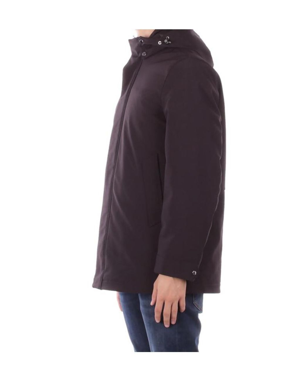 Woolrich Blue Long Sleeved Hooded Buttoned Coat for men