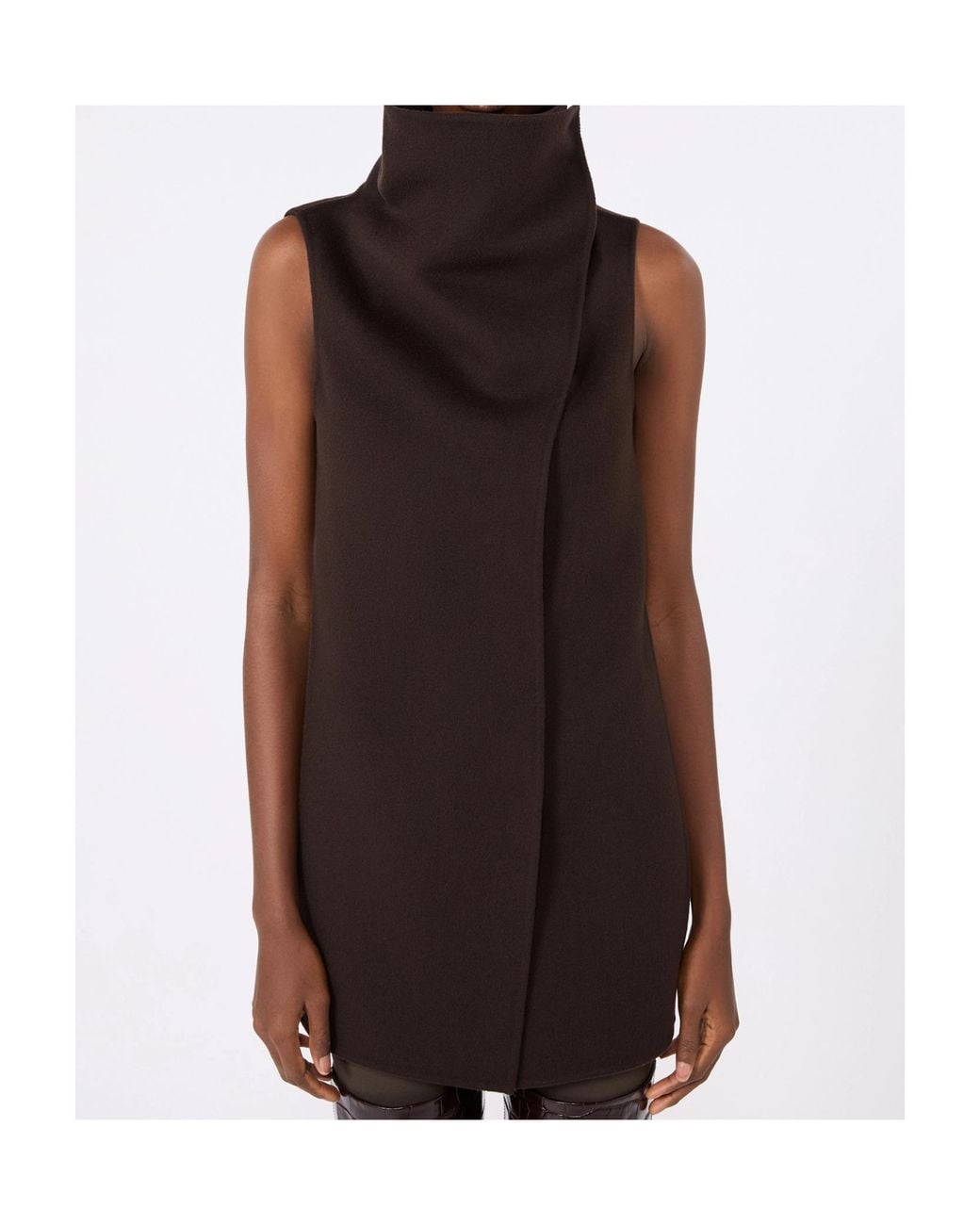 Sportmax Brown High-Neck Virgin Wool Jacket