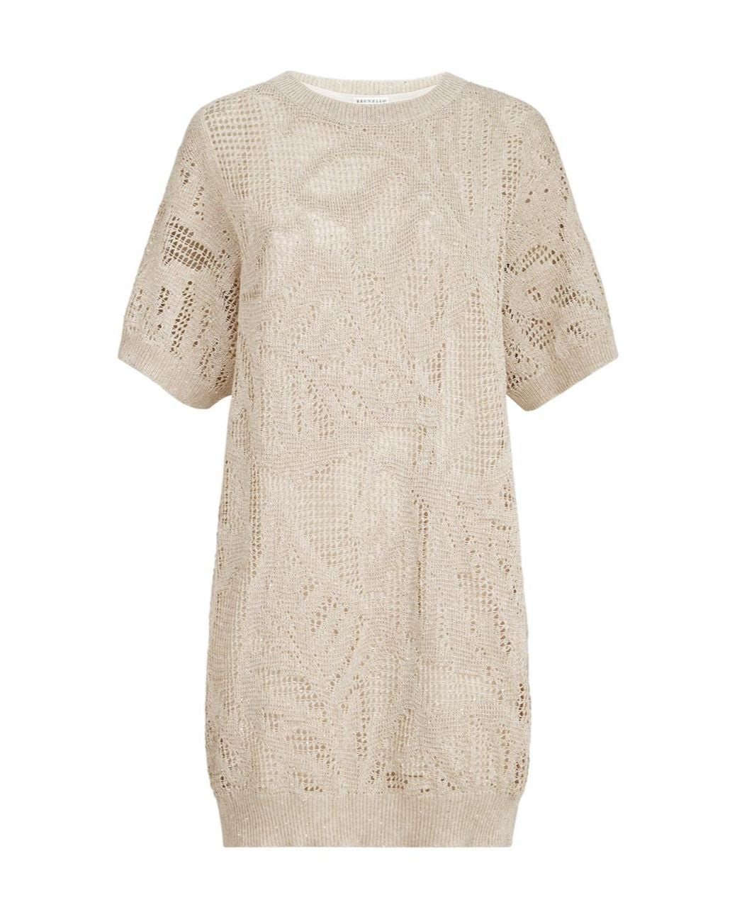 Brunello Cucinelli White Dazzling Water Lillies Mini Dress