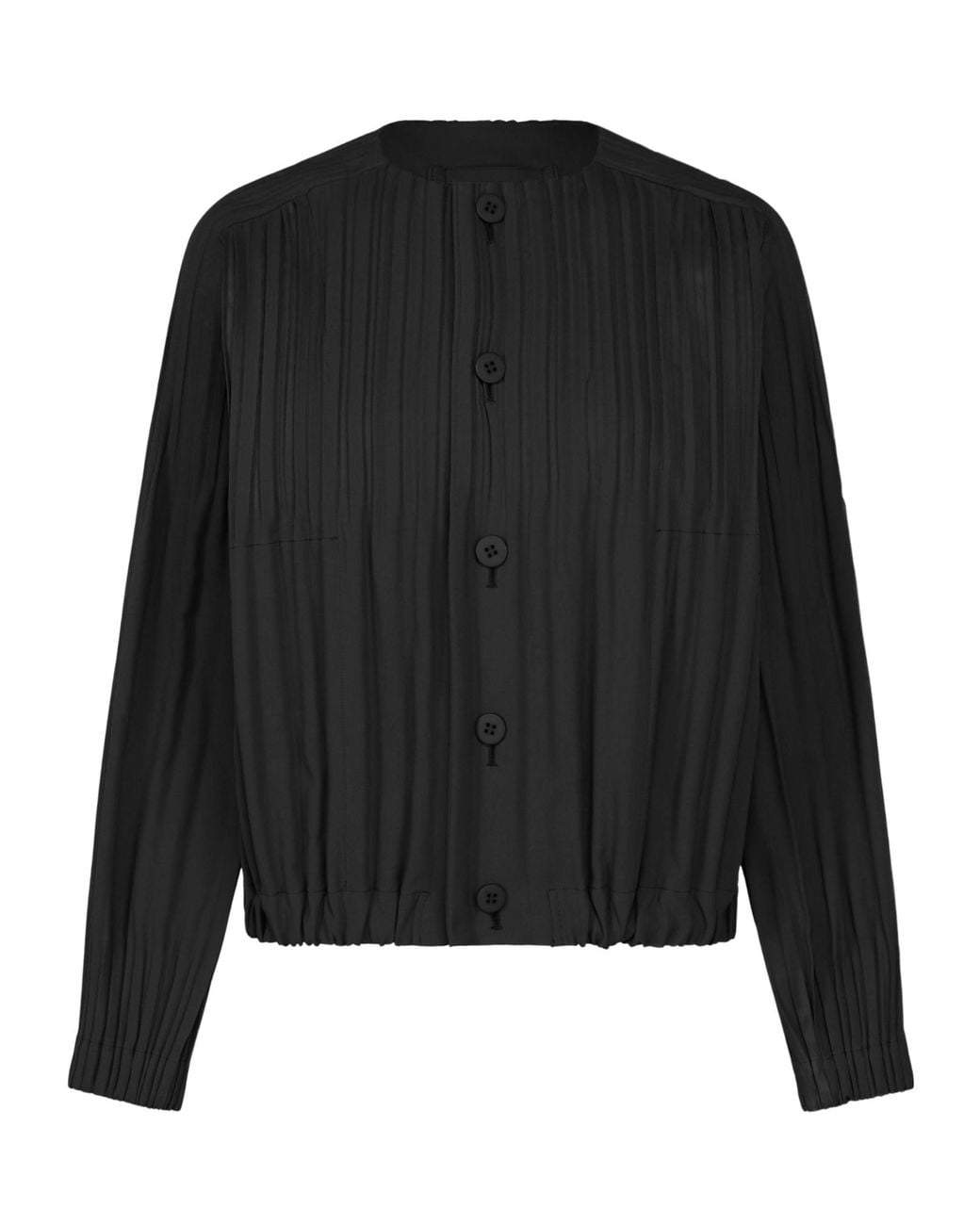 Pleats Please Issey Miyake Black Smooth Coat