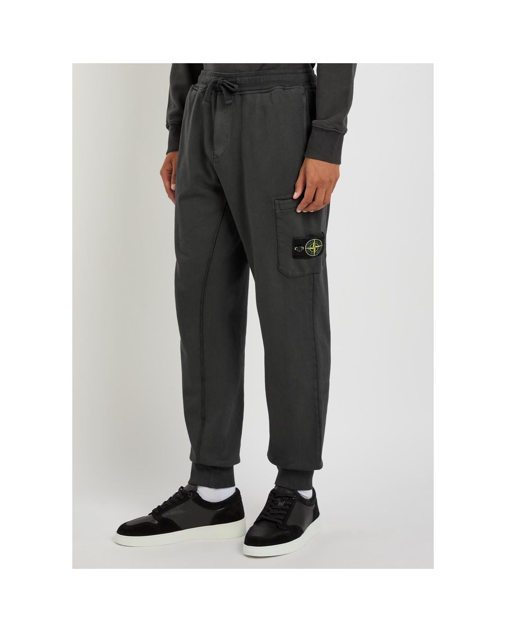 Stone Island Black Drawstring Ankle Sweatpants for men