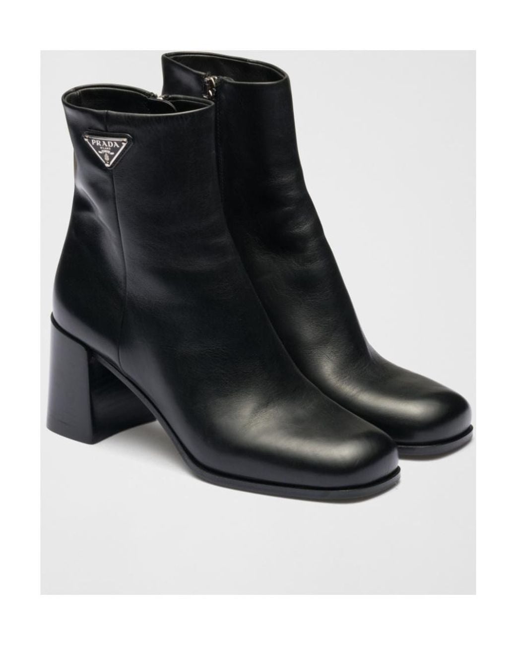 Prada Black Round-Toe High-Heel Ankle Boots