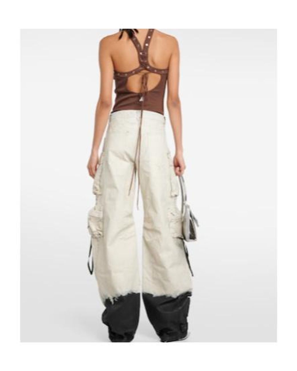 The Attico White Denim Cargo Pants