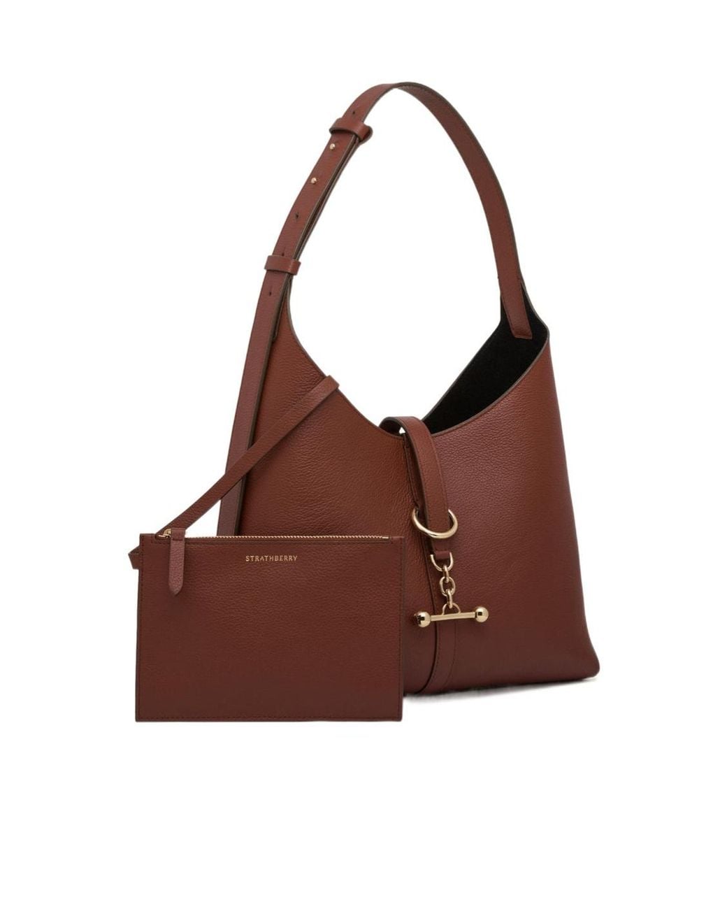 Strathberry Brown Kite Bar-Detail Shoulder Bag