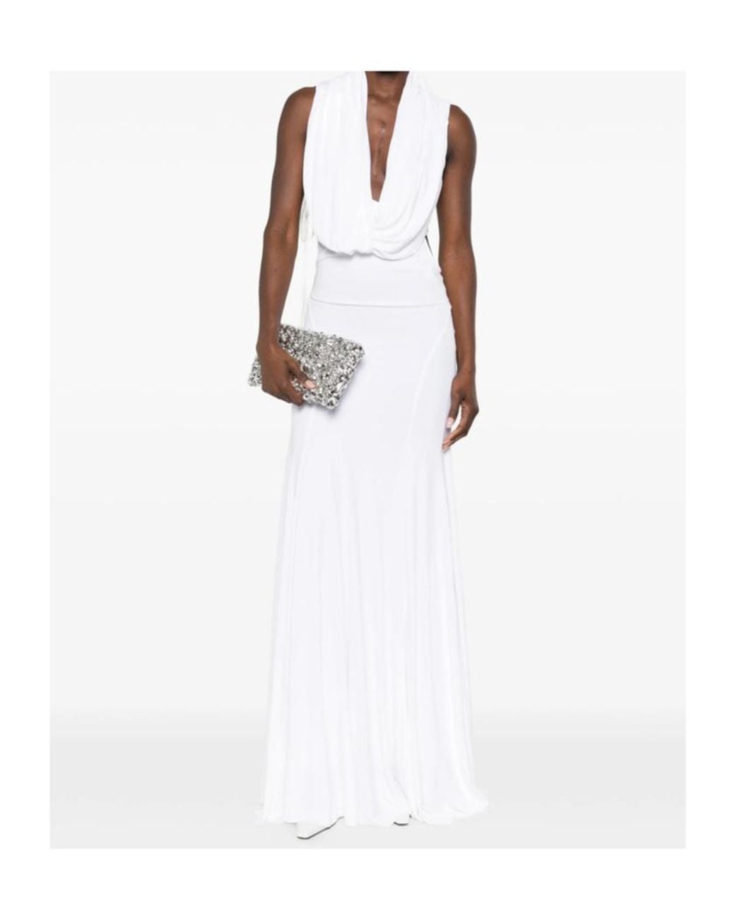Christopher Esber White Draped Cut-Out Maxi Dress
