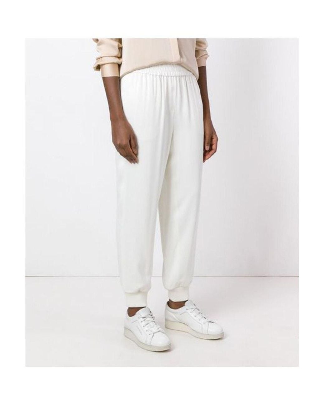 DKNY White Elastic Waist Casual Pants