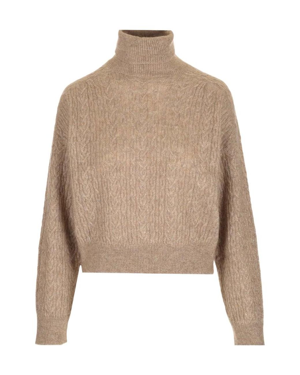 Brunello Cucinelli Natural Cable-Knit Crew-Neck Jumper