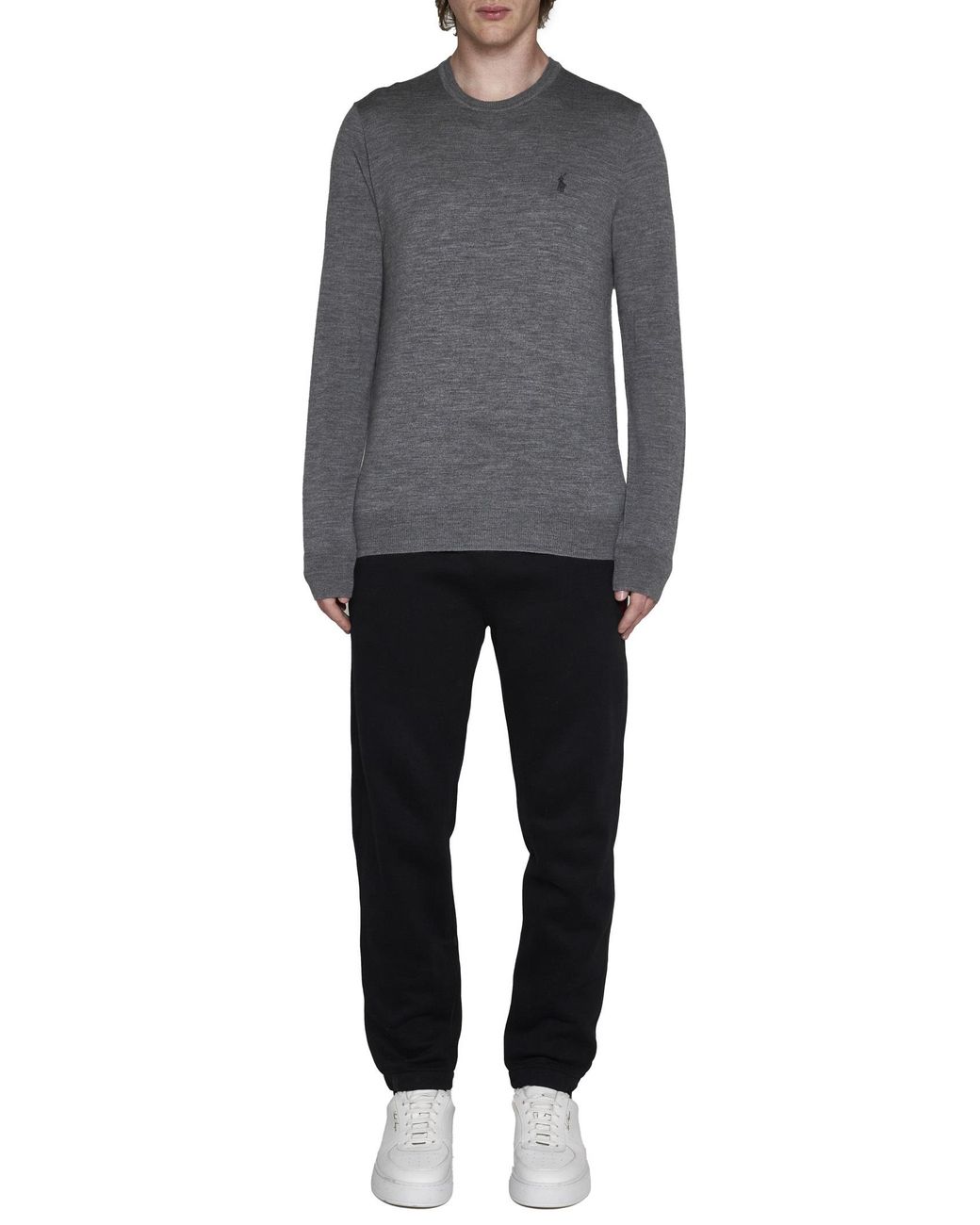 Ralph Lauren Gray Polo Pony Embroidered Knit Jumper for men