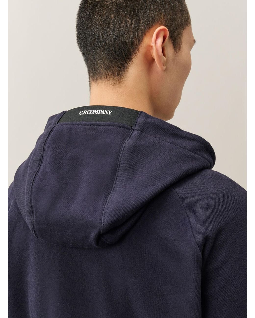C P Company Blue Lens-Detail Zip-Up Hoodie for men