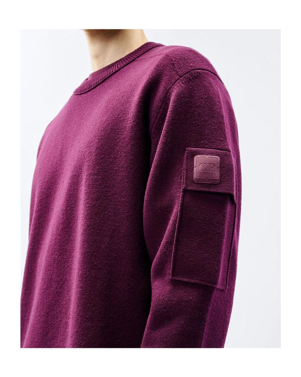 C P Company Purple Metropolis Series Extrafine Merino Wool Crewneck Sweater for men