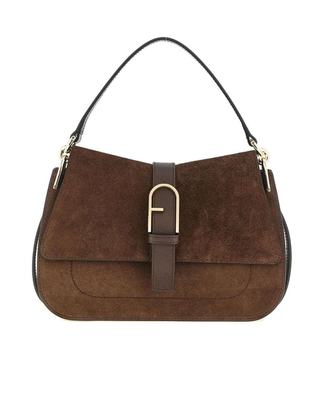 Furla Brown Flow Buckle Shoulder Bag