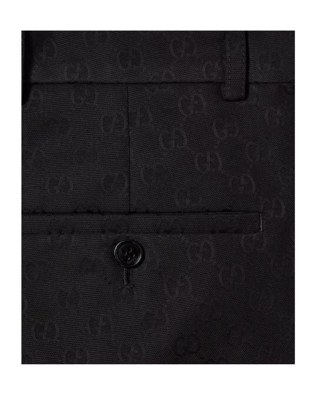 Gucci Black Gg Cotton Canvas Pants for men