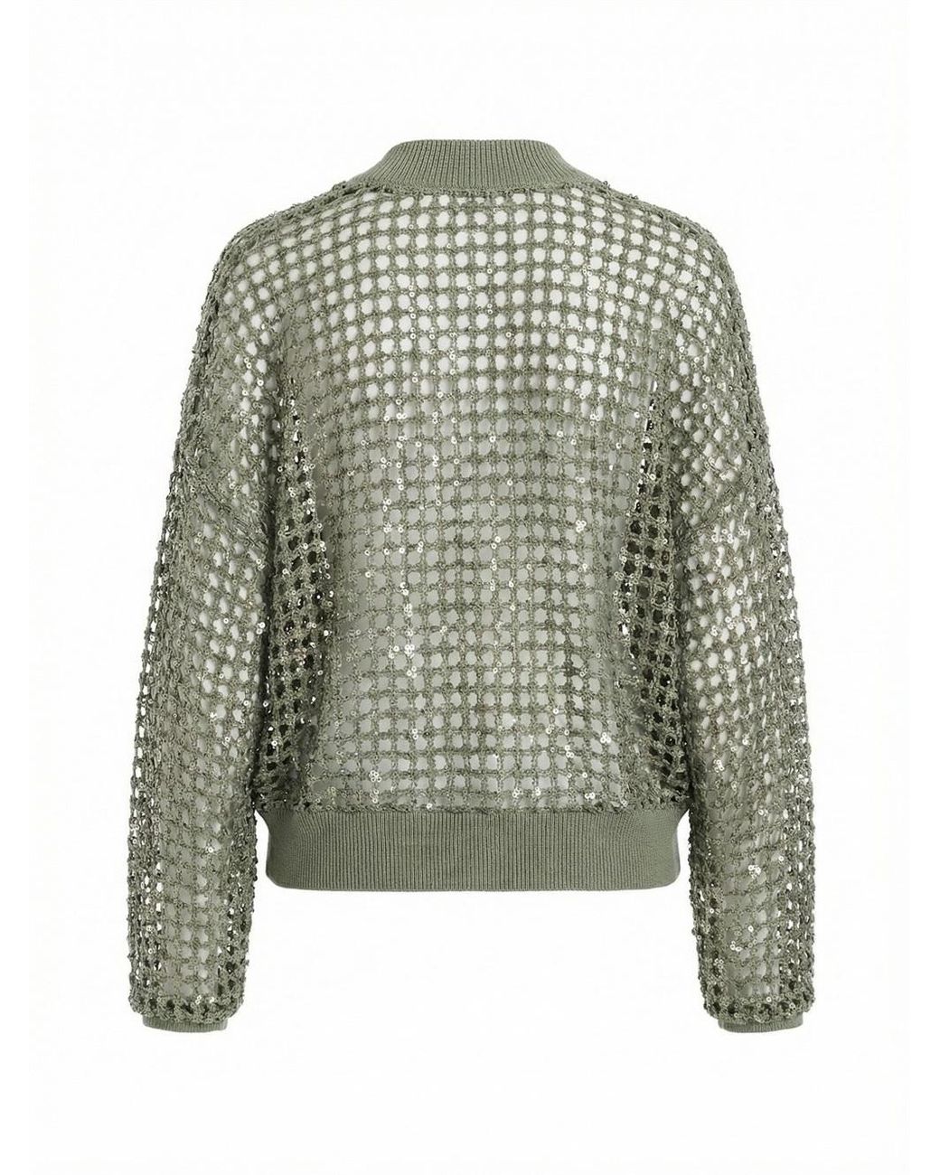 Brunello Cucinelli Green Dazzling Net Embroidery Cardigan