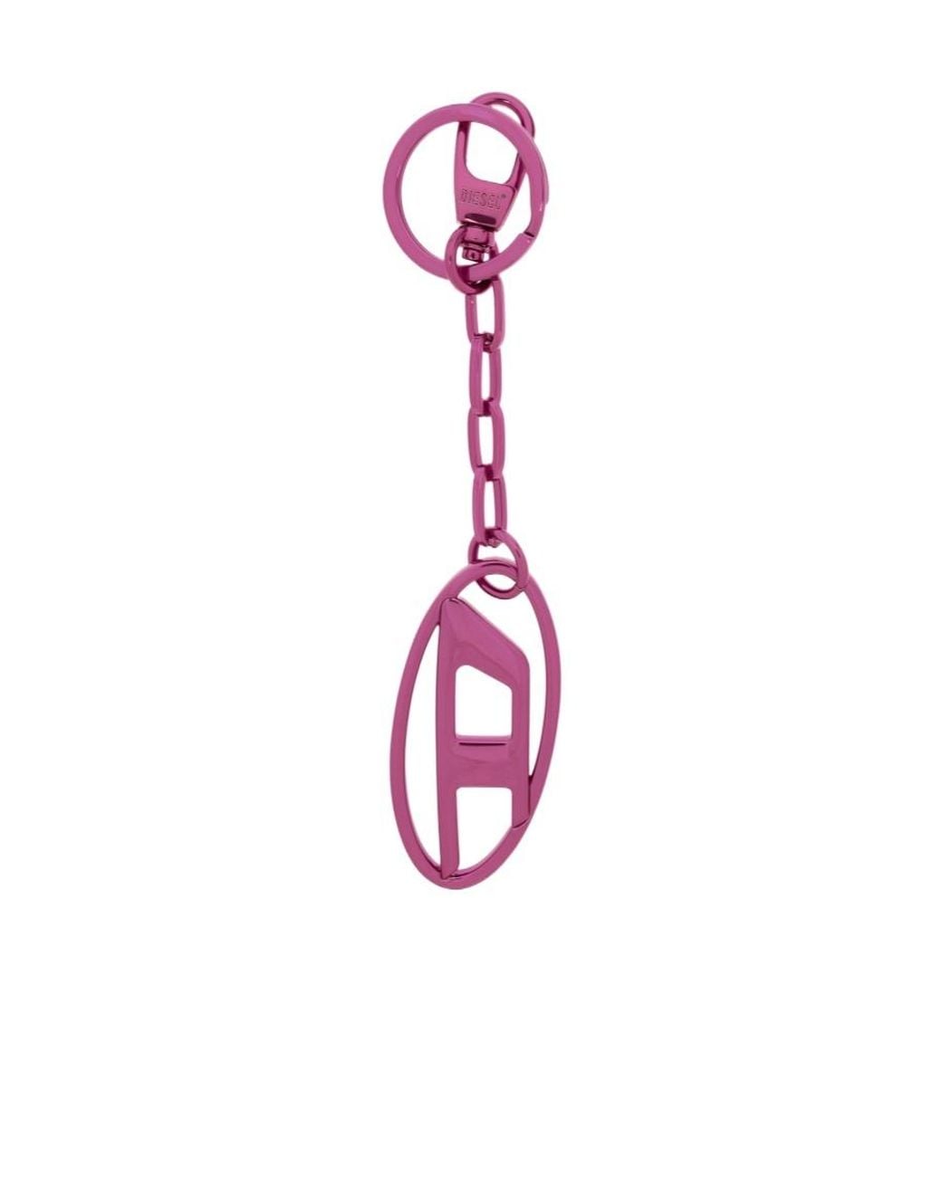 DIESEL Pink Oval D Metallic Keyring