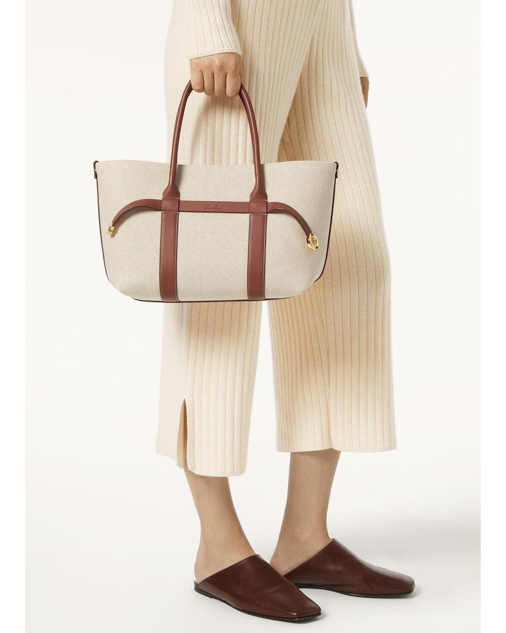Loro Piana Natural Logo Embossed Shopping Bag