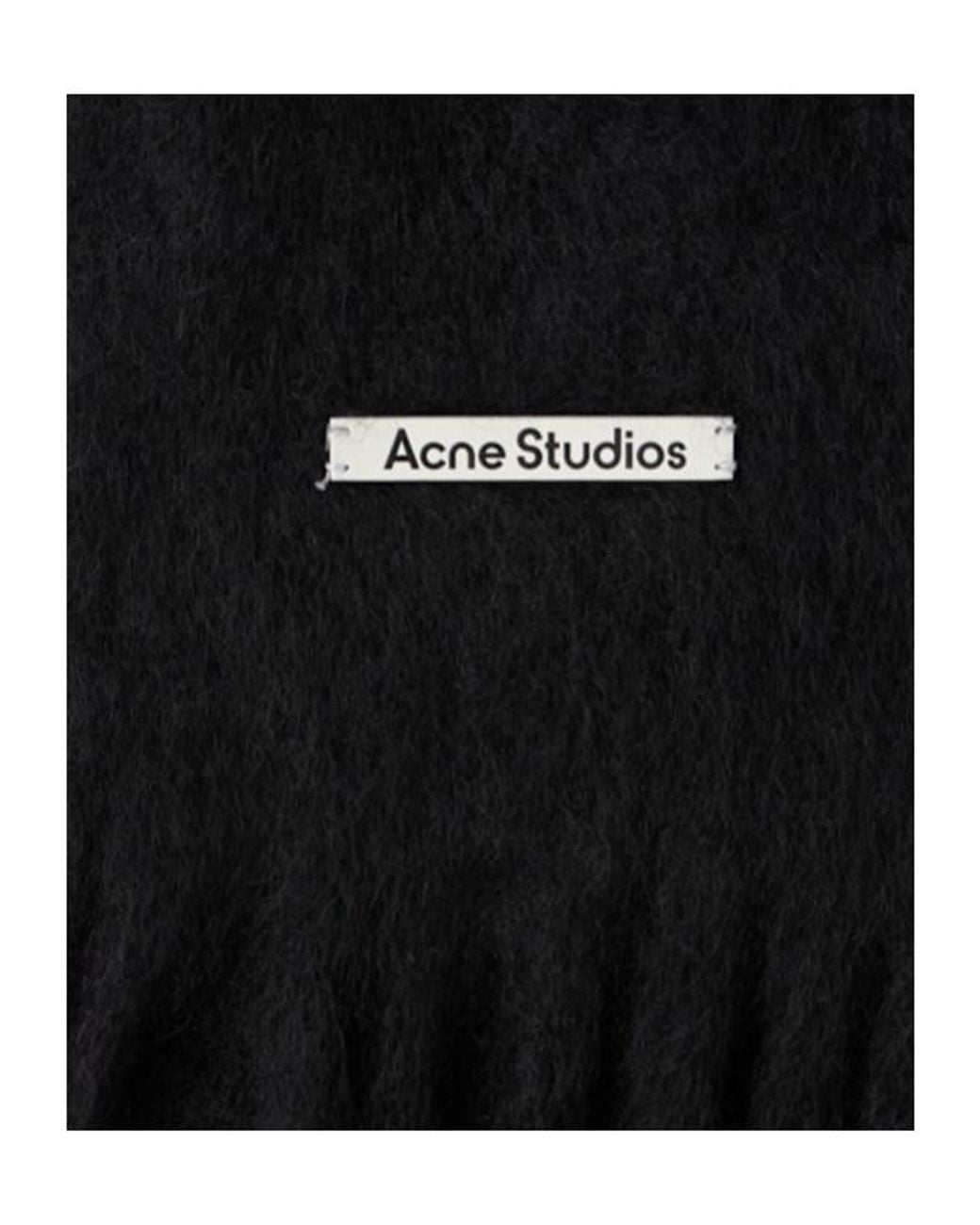 Acne Black Hooded Mohair Wool Scarf for men