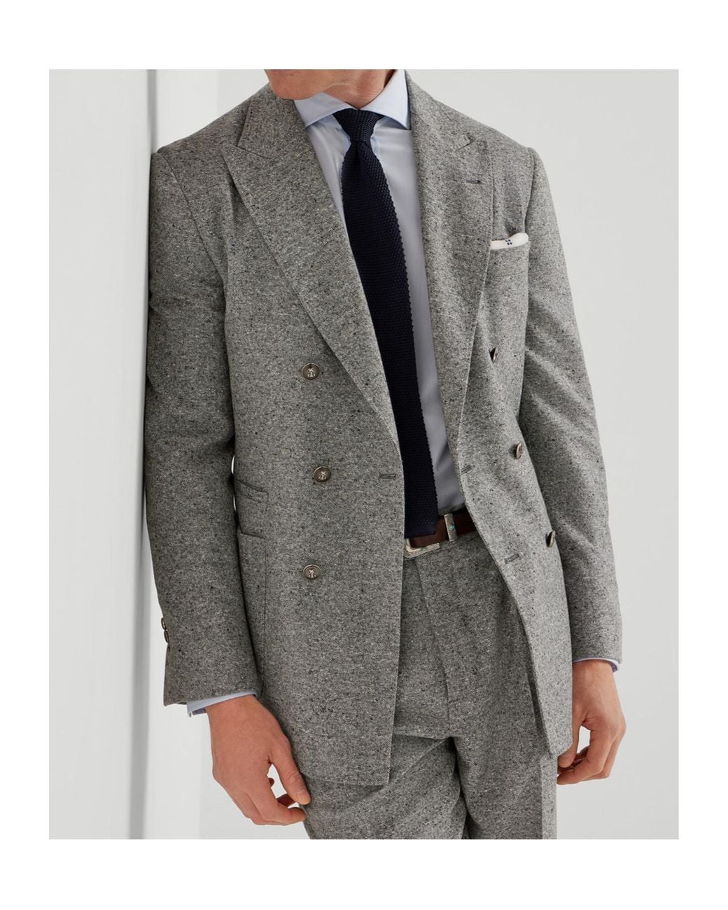 Brunello Cucinelli Blue Twill Shirt With Spread Collar for men
