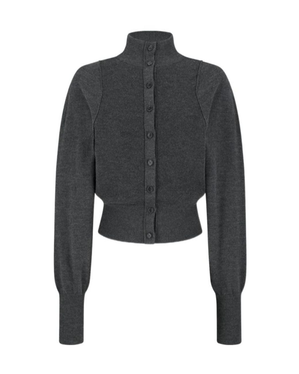 Amomento Black Button-Front Knit Cardigan