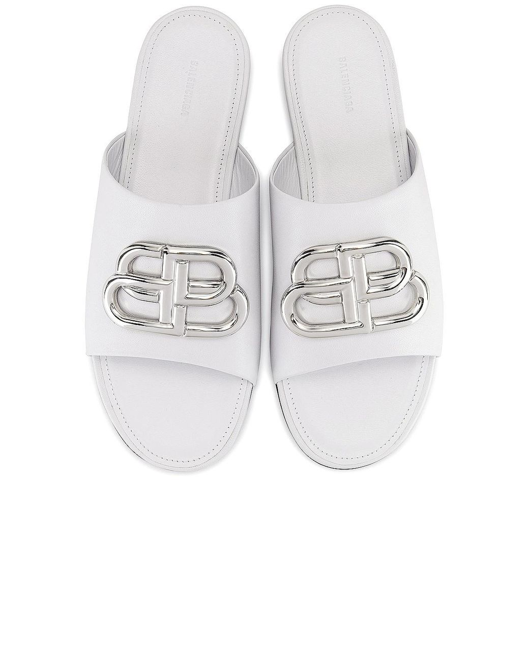 Balenciaga White Bb Buckle Sandals