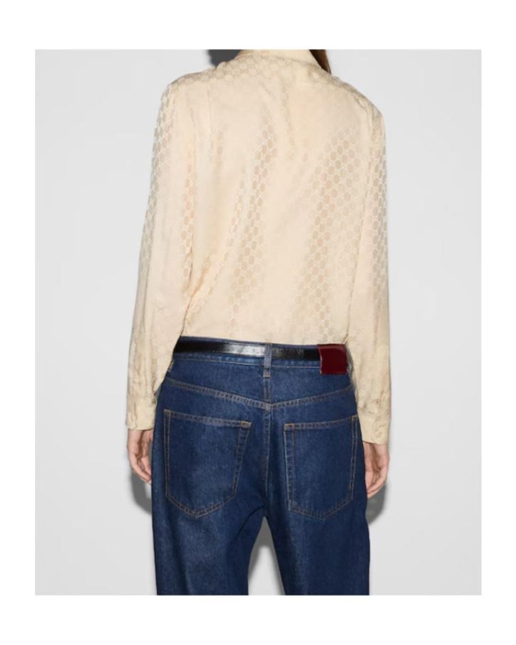 Gucci Natural Gg Silk Crepe Shirt