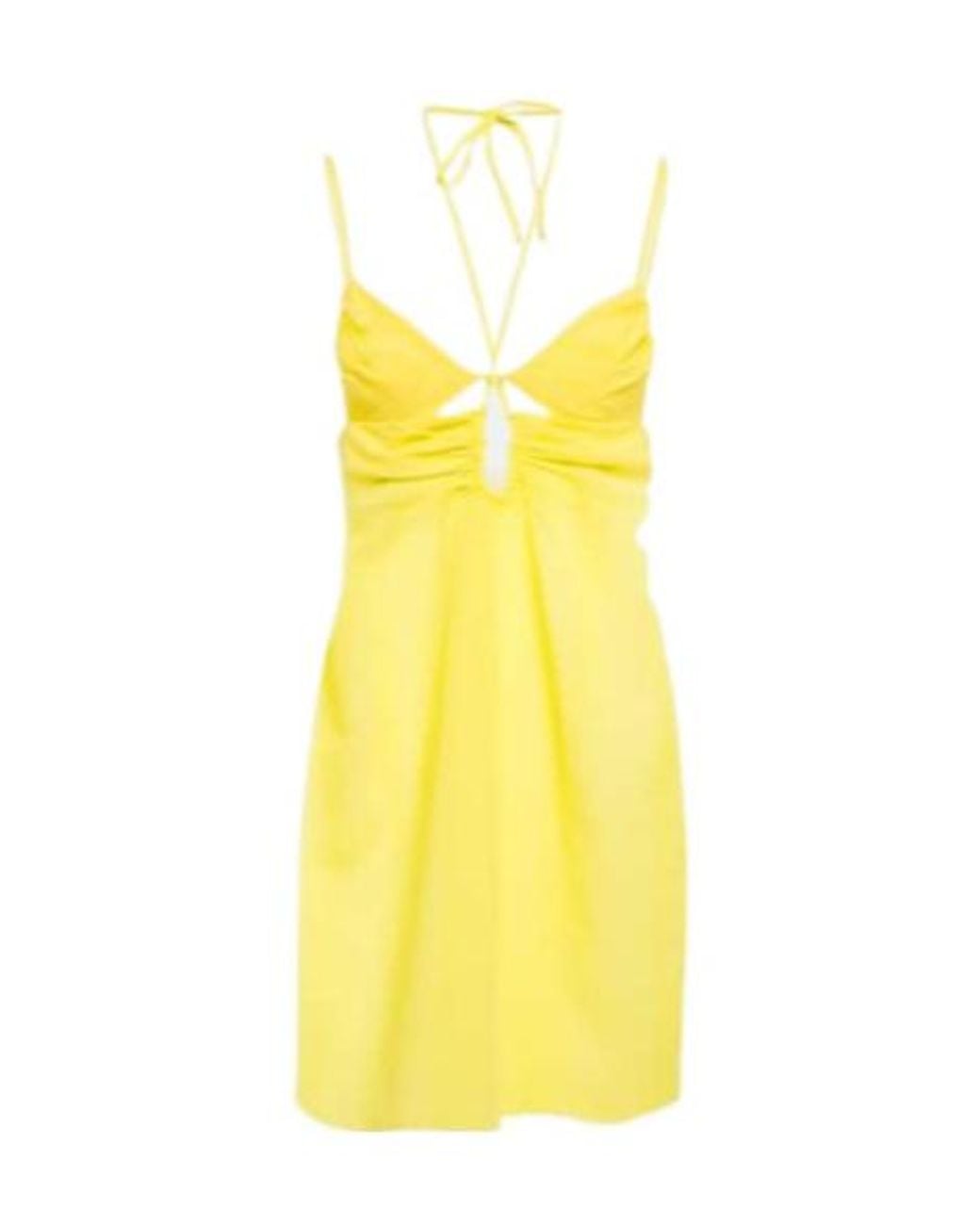 Nensi Dojaka Yellow Cutout Halterneck Minidress