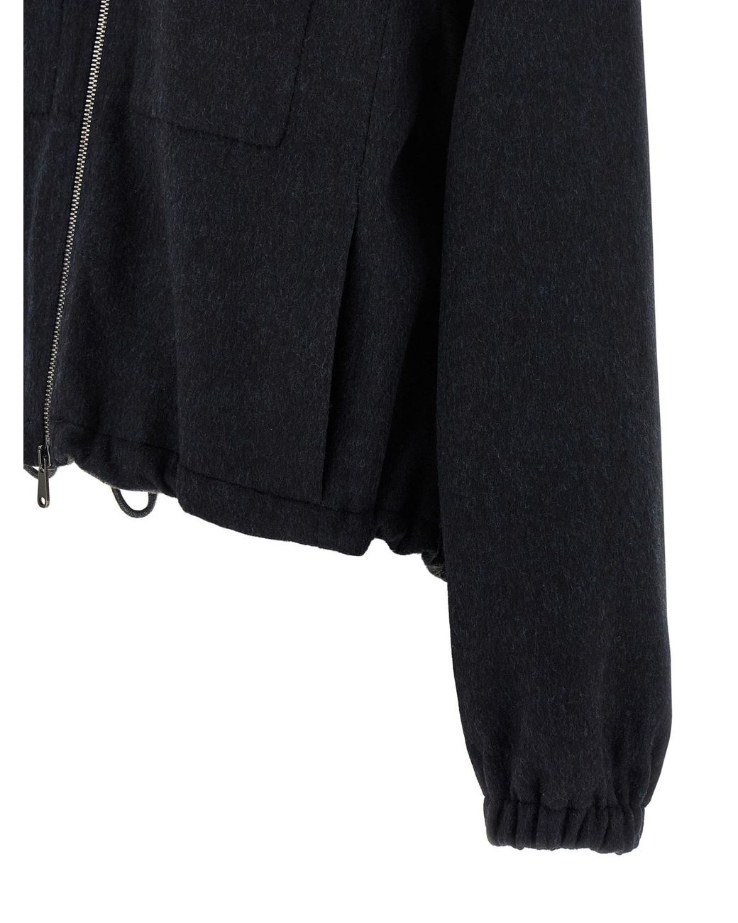 Brunello Cucinelli Blue Hand-Crafted Bomber Jacket