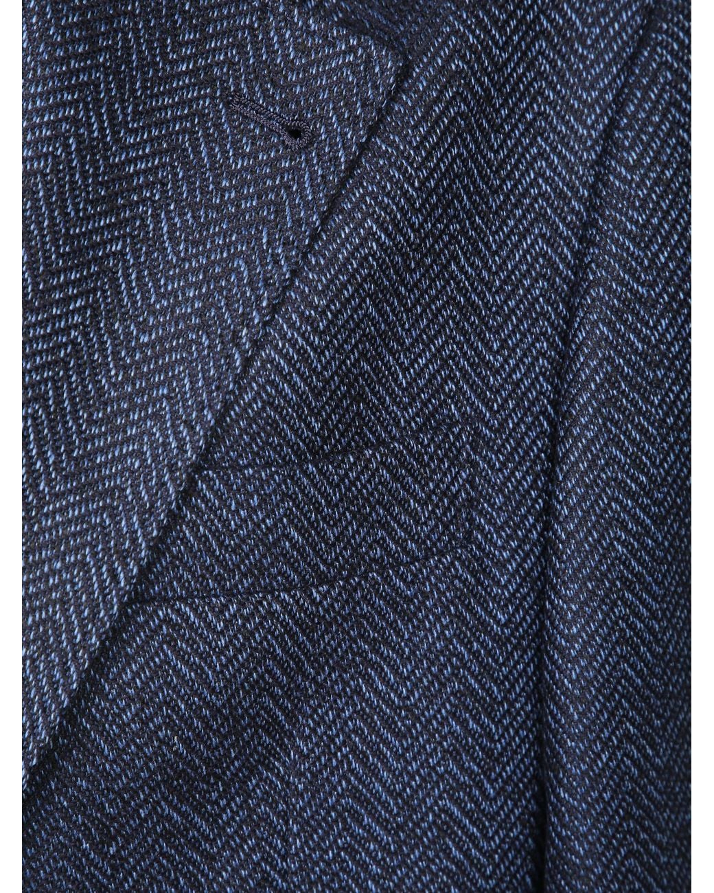 Brunello Cucinelli Blue Long-Sleeve Blazer With Lapel Collar for men