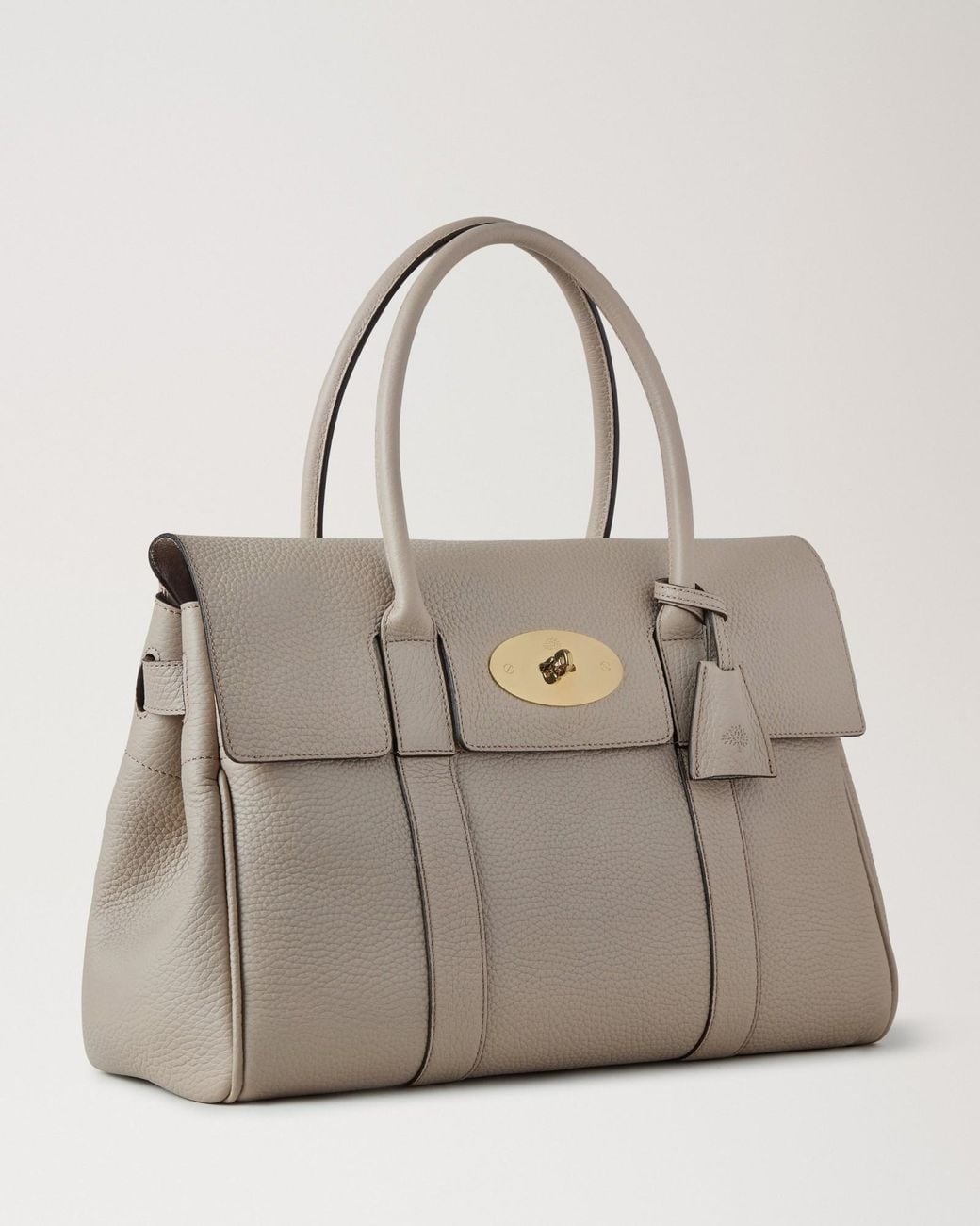 Mulberry Natural Pebbled-Textured Detail Top-Handle Tote Bag