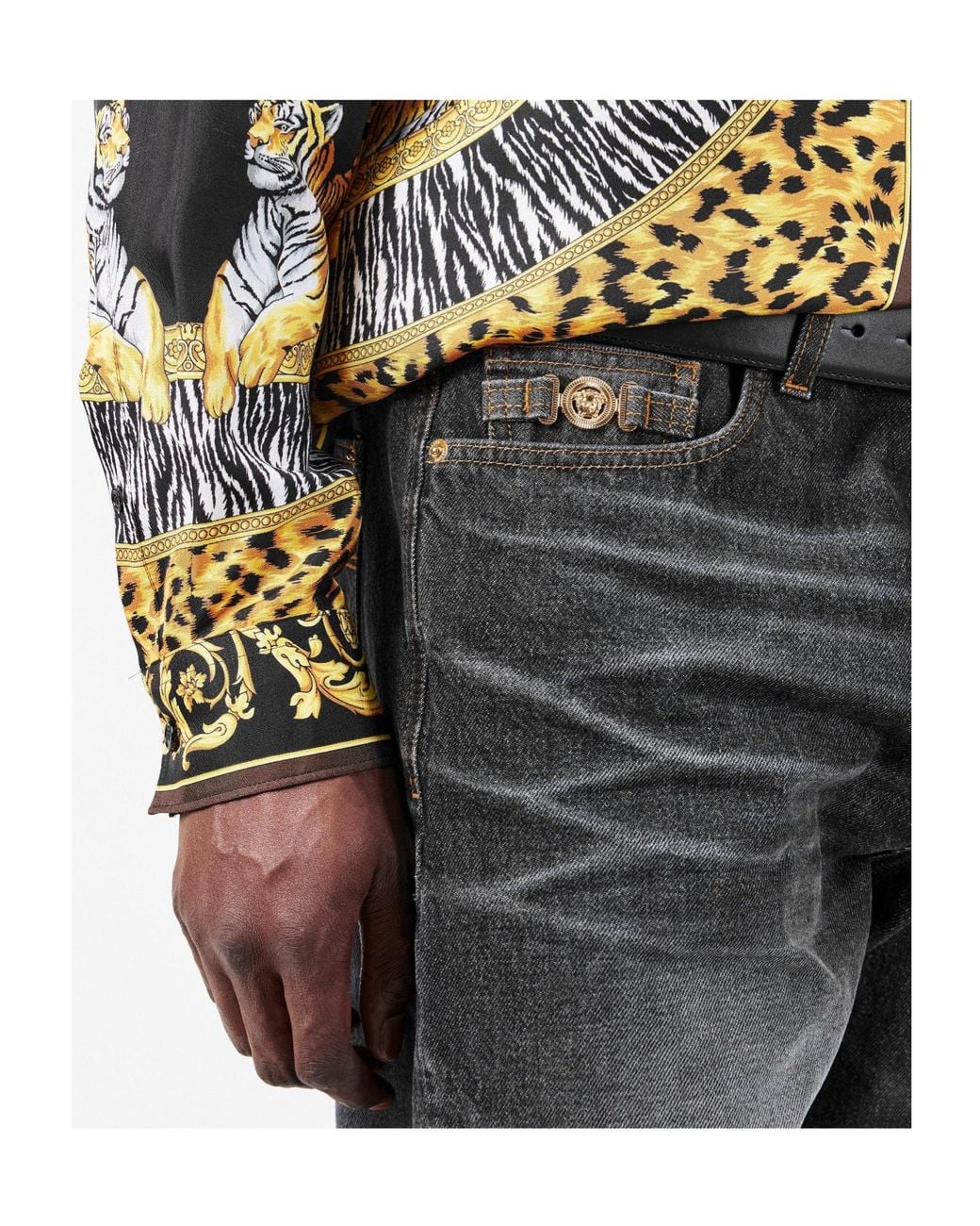 Versace Gray Washed Bootcut Jeans for men