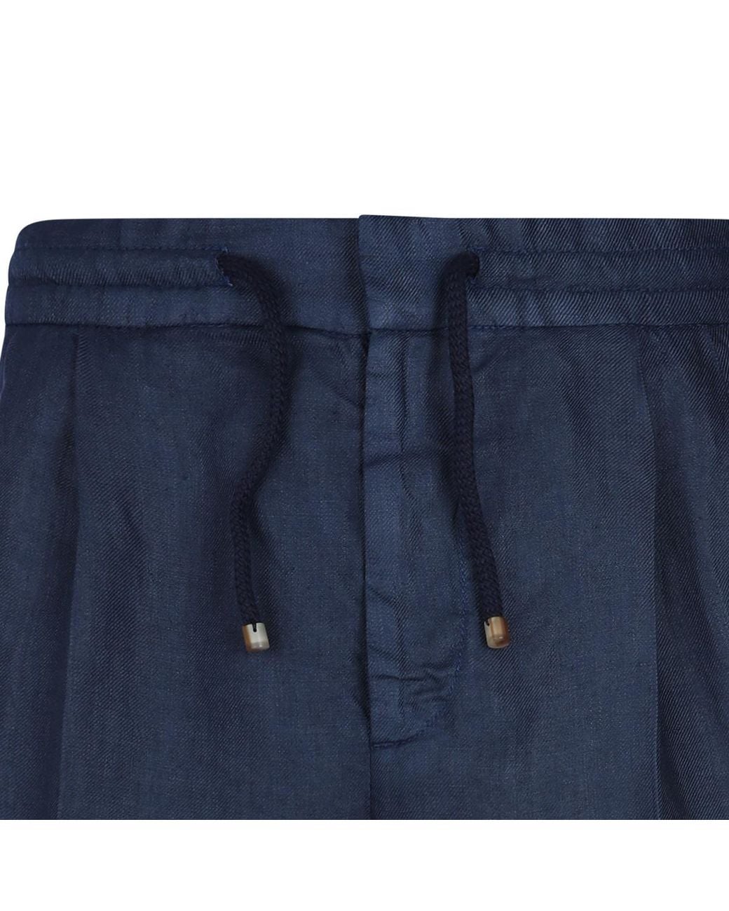 Brunello Cucinelli Blue Drawstring Tapered Pants for men