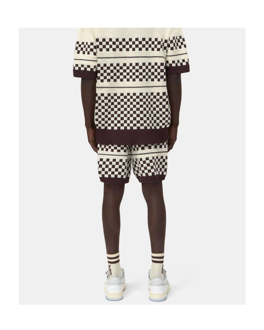 Amiri White Checkered Mesh Shorts for men