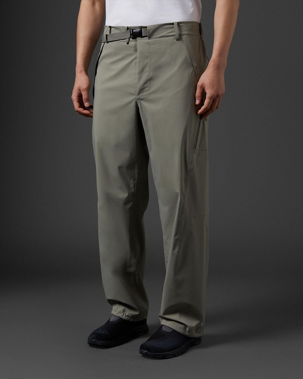 C P Company Gray Logo Patch Straight Leg Trousers for men