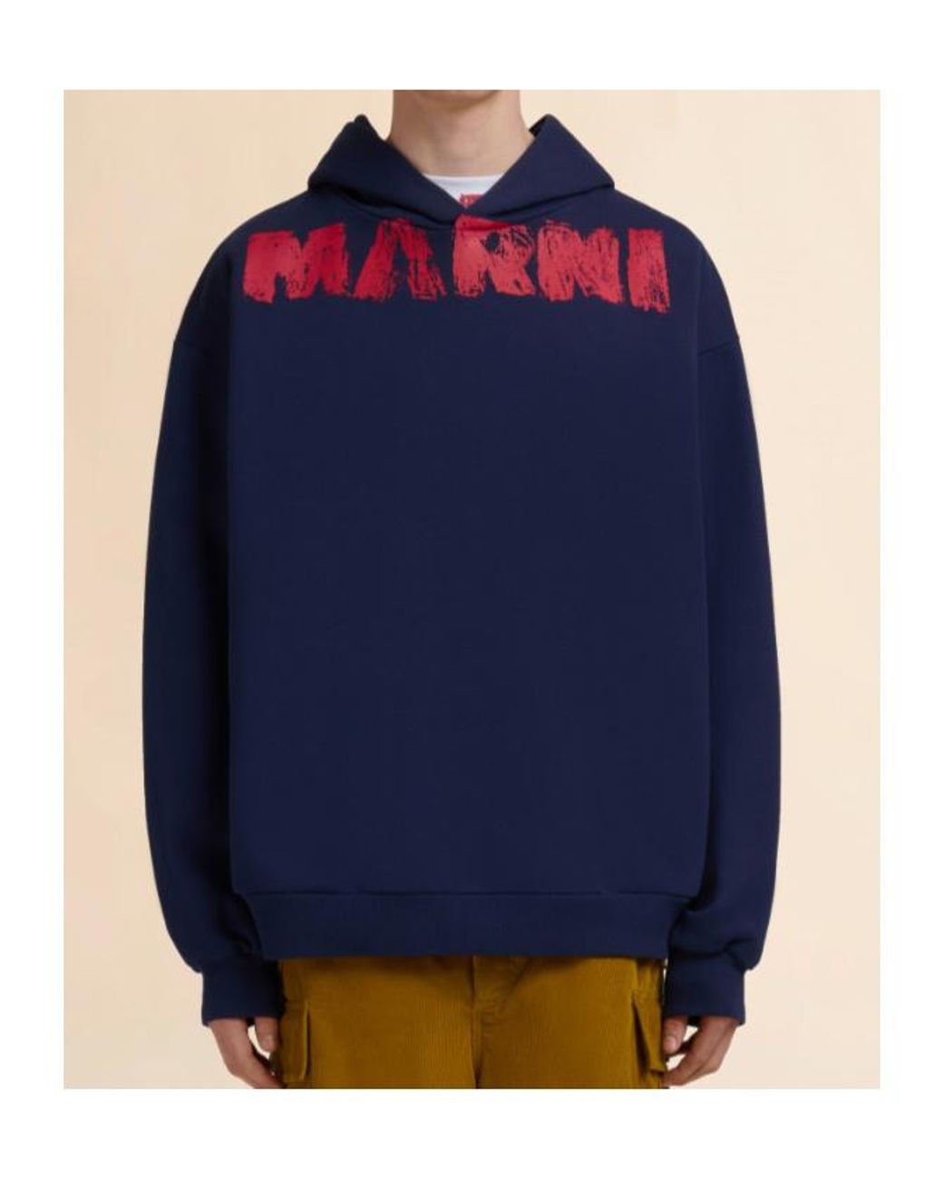 Marni Blue Logo Printed Hoodie for men