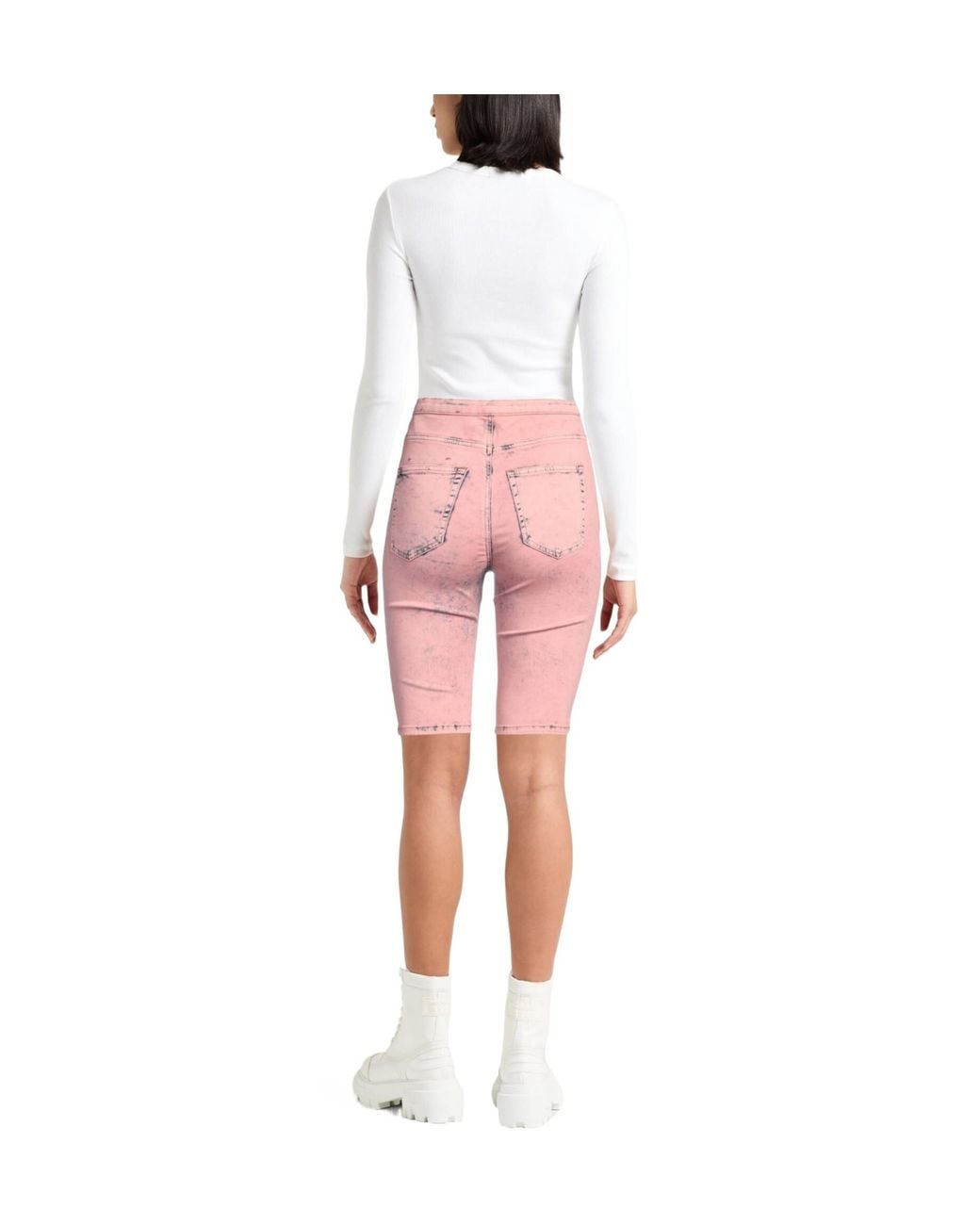 DIESEL Pink Plain Colour Denim Shorts