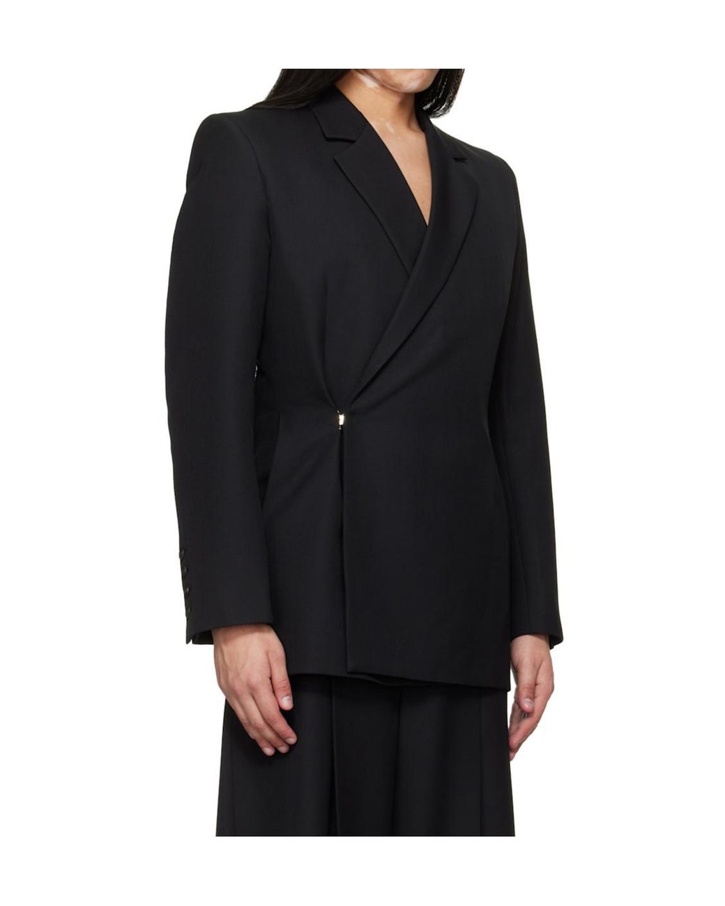 Egonlab Black Egonic Wool Double-Breasted Suit Jacket for men