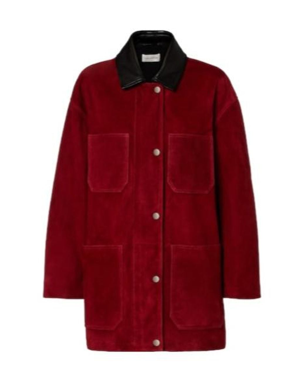 Nour Hammour Red Barn Leather-Trimmed Suede Jacket