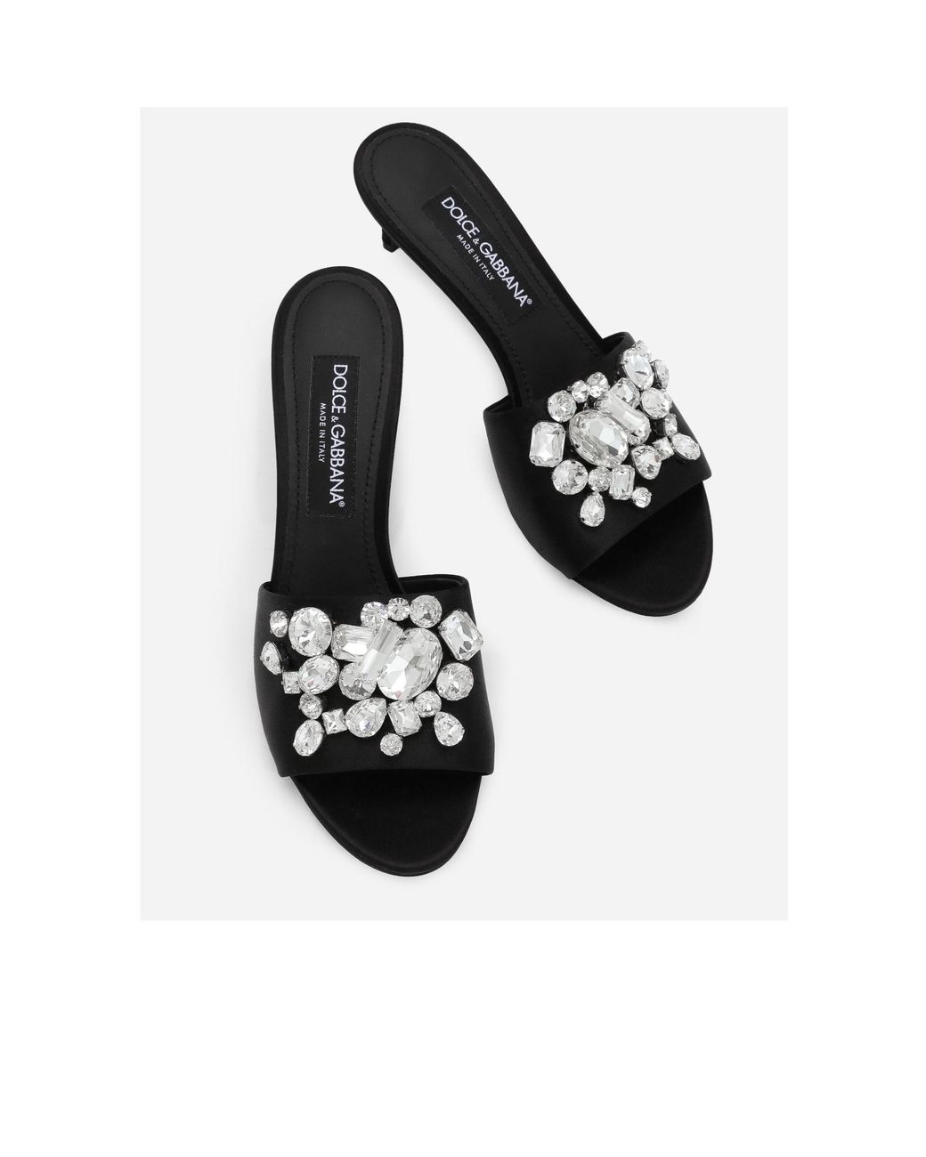 Dolce & Gabbana Black 60Mm Crystal-Embellished Mules