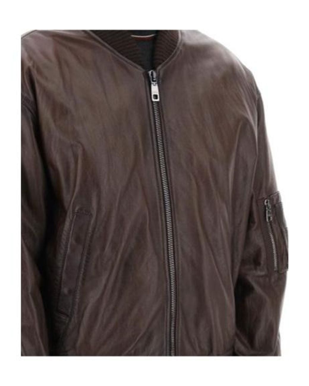 Dolce & Gabbana Brown Zipped Leather Bomber Jacket for men