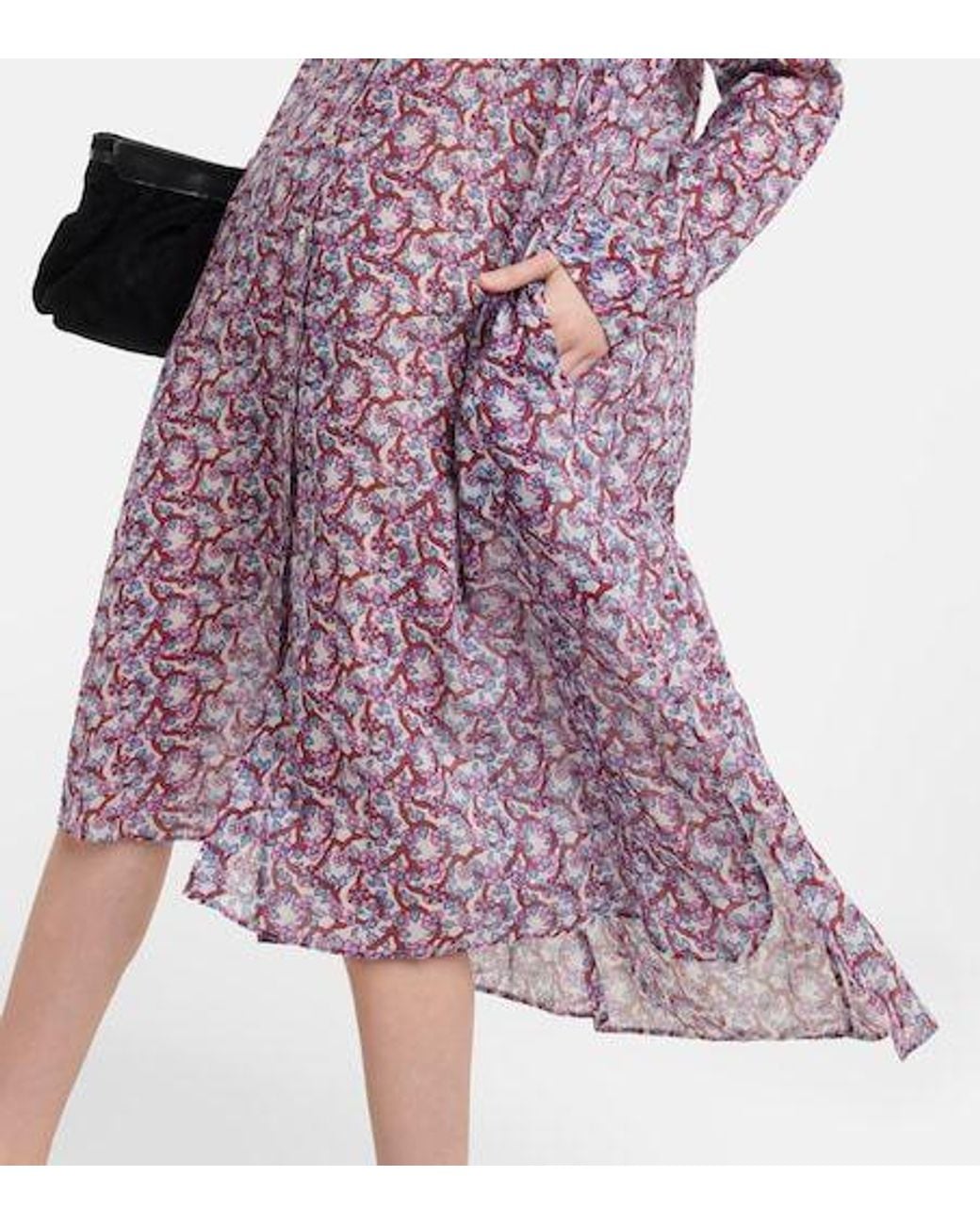 Isabel Marant Purple Eliane Floral-Print Cotton Midi Dress