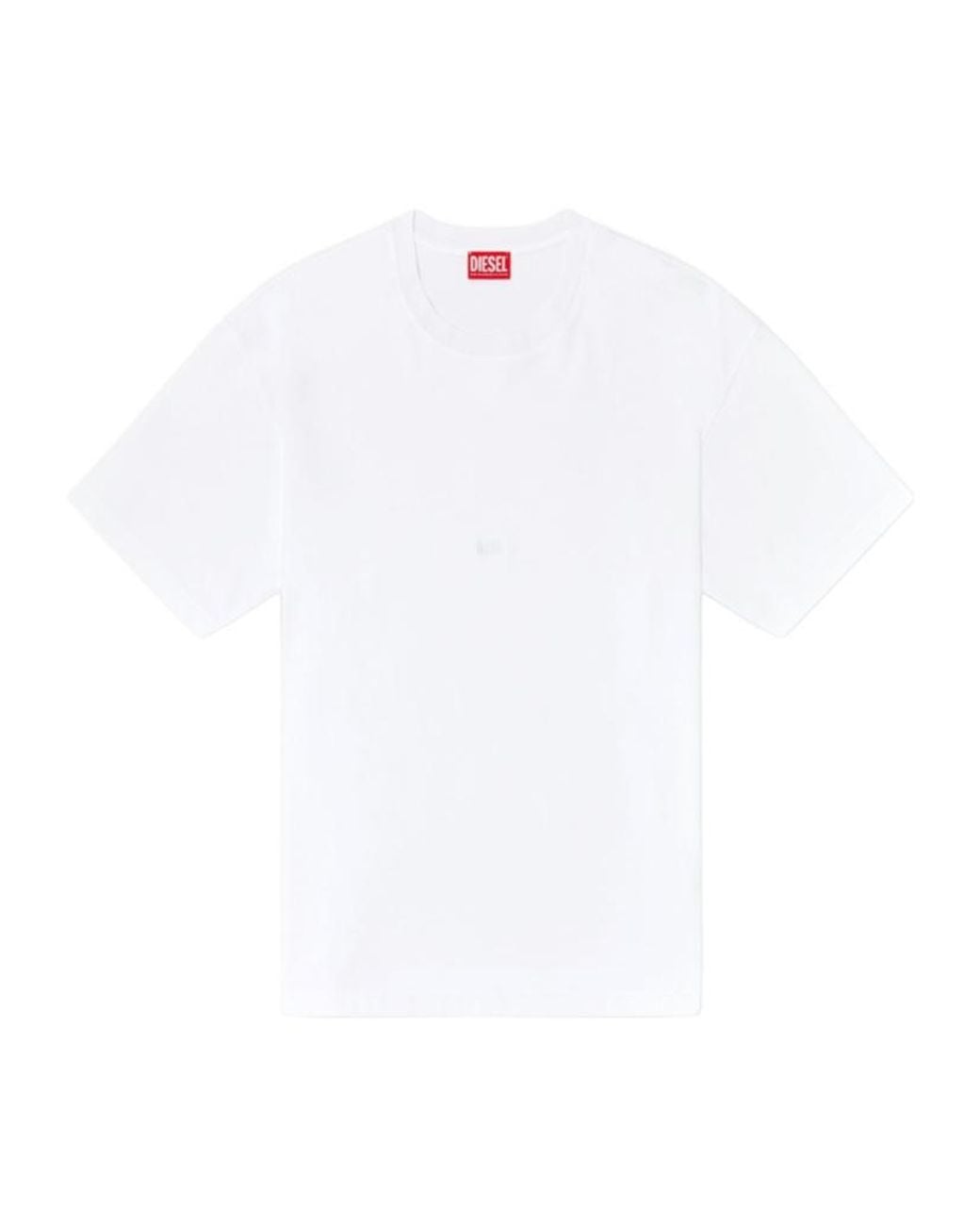 DIESEL White Cotton-Interlock T-Shirt With Logo Embroidery for men