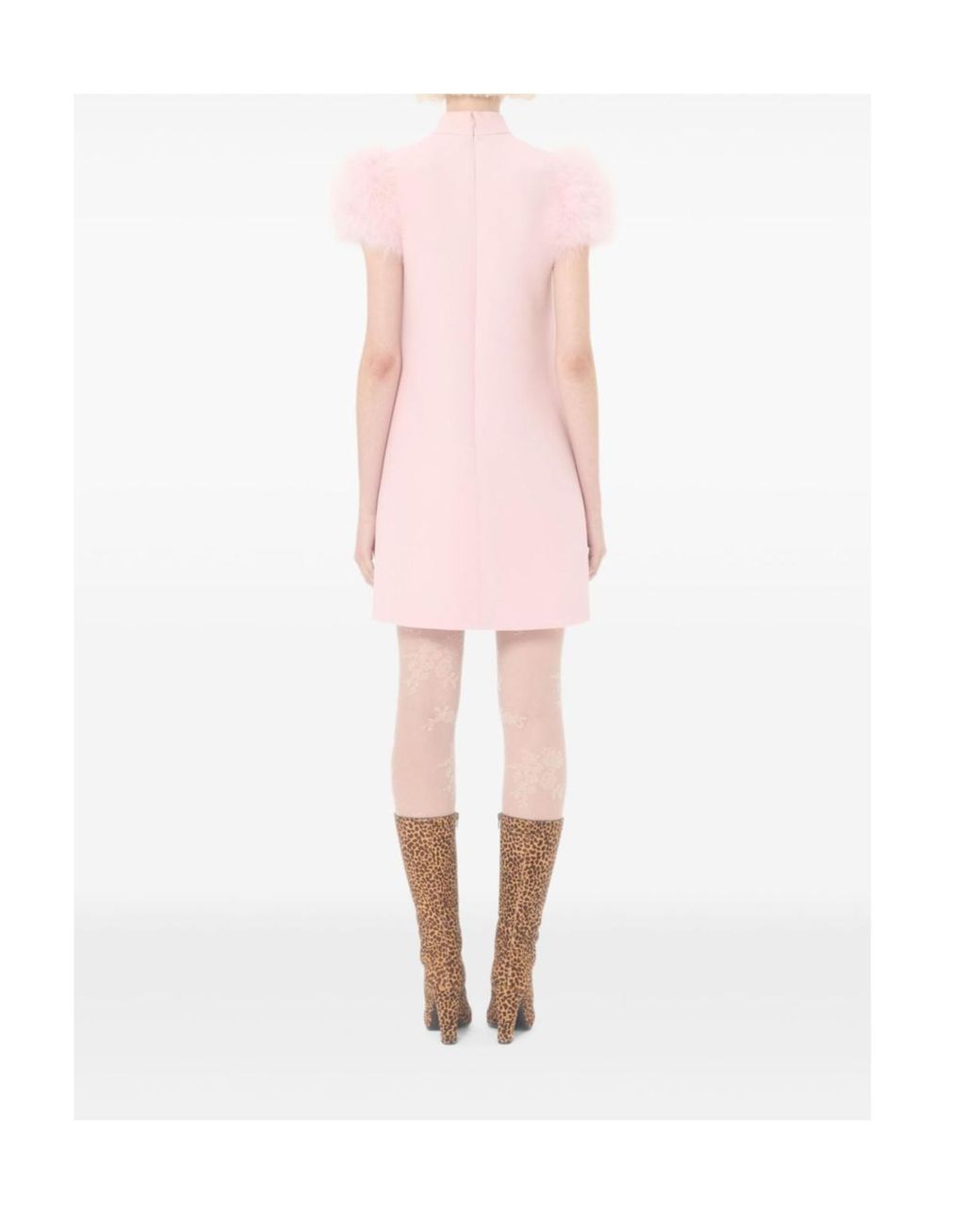 Valentino Pink Crepe Couture Feather Mini Dress