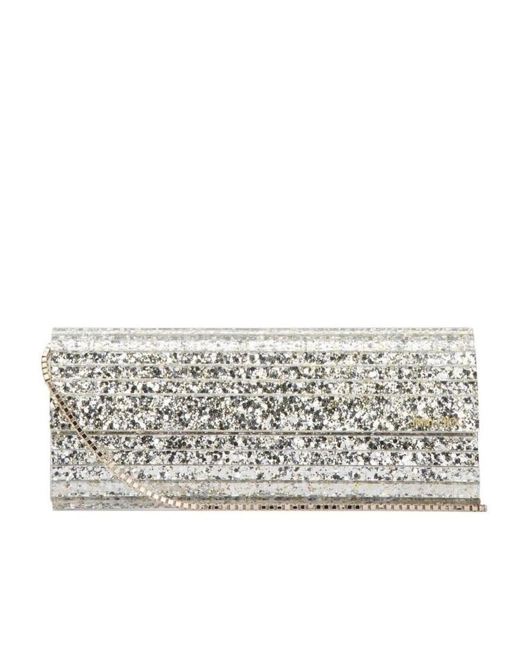 Jimmy Choo Gray Sweetie Glittered Clutch Bag