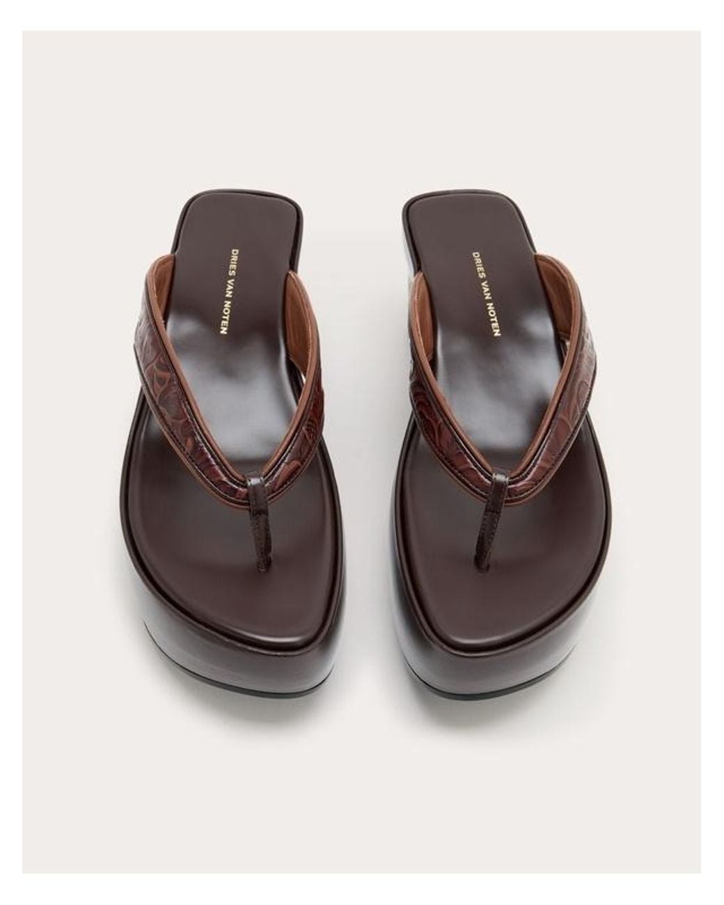 Dries Van Noten Brown Thong Wedge Sandals